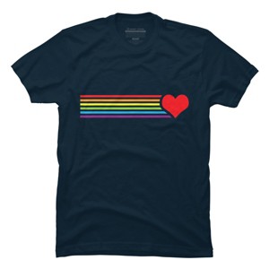 Design By Humans Pride Racing Stripe Heart By Belugastore T-Shirt - Navy - Medium - 1 of 2