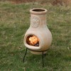 Vintiquewise Beige Outdoor Clay Chimney Outdoor Fireplace Sun Design Charcoal Burning Fire Pit with Sturdy Metal Stand, Barbecue,  Family Gathering - 2 of 4