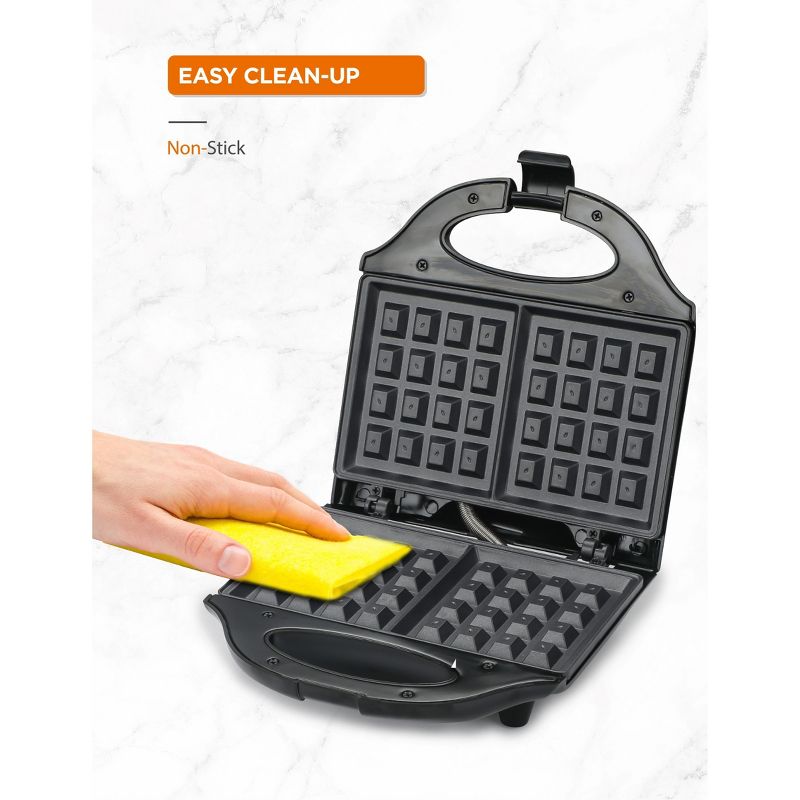 COMMERCIAL CHEF Waffle Maker, Nonstick Mini Waffle Maker, Black, 6 of 8