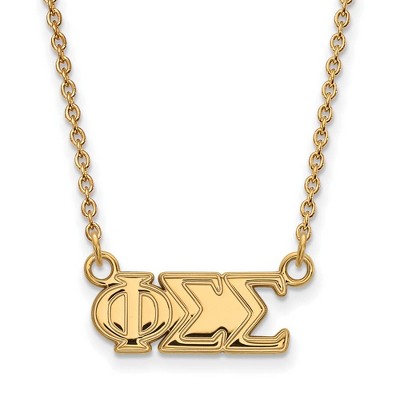Black Bow Jewelry 14k Yellow Gold Plated Sterling Silver Phi Sigma Sigma Greek Life Necklace 18 Inch