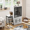 Cat Litter Box Enclosure for 2 Cats – Double Cat House with Hammock, Storage & Ventilated Mesh Doors - 2 of 4