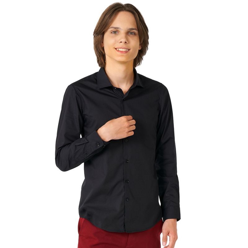 OppoSuits Teen Boys Shirt - Black Knight - Black, 1 of 5