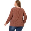 Agnes Orinda Women's Plus Size Chiffon Keyhole Long Sleeve Floral Blouses - 4 of 4