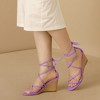 Allegra K Women's Open Toe Lace Up Strappy Bow Back Low Wedges Sandals - 2 of 4