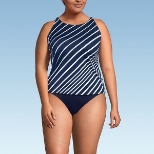 Lands' End Women's Tugless High Neck Strappy Back Tankini Swimsuit Top - 1 of 3