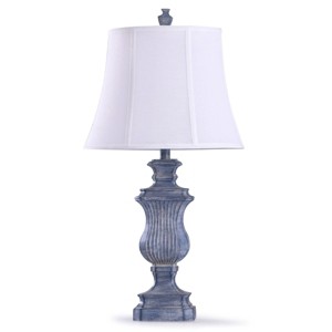 Tao's Textured Urn Table Lamp with Bell Shade Denim Blue - StyleCraft: Polyresin Base, Polyester Linen Shade - 1 of 3