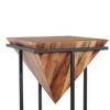 The Urban Port 30" Pyramid Shape Wooden Side Table with Cross Metal Base Brown/Black - image 2 of 4