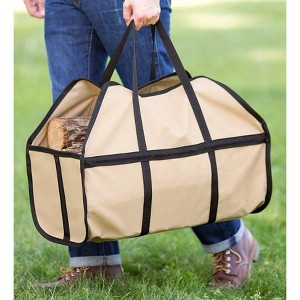 Plow & Hearth Tan Canvas Log Carrier - Fireplace & Wood Stove Accessories - 1 of 1