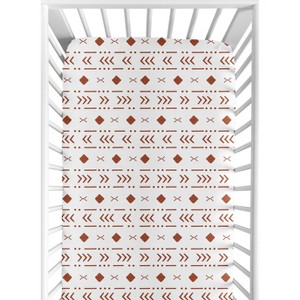 Sweet Jojo Designs Boy or Girl Gender Neutral Unisex Baby Fitted Crib Sheet Boho White and Orange - 1 of 4