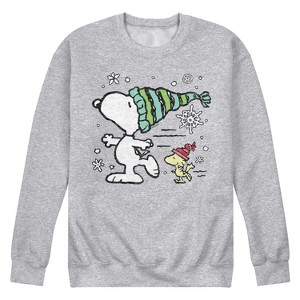 Men's - Peanuts - Snoopy Woodstock Skate Graphic Fleece Sweatshirt - 1 of 4