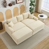 Oversize 82" Corduroy Upholstery Sectional Sofa Bed with 2 Pillows and 2 Movable Ottoman - 2 of 4