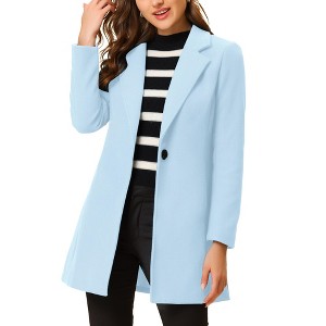 INSPIRE CHIC Women's Regular Fit Notched Lapel Long Sleeve Buttoned Classic Coat - 1 of 4