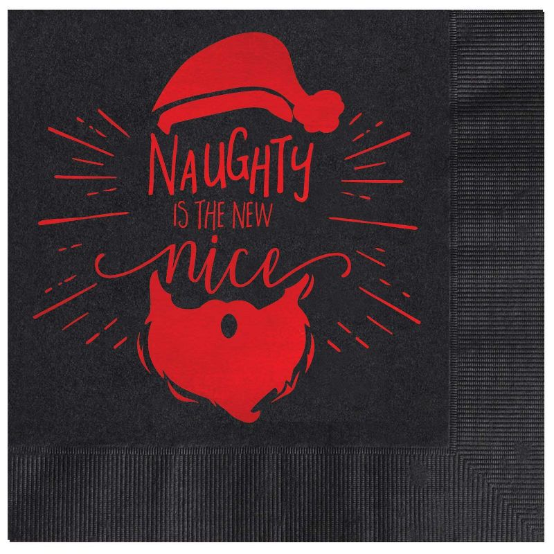 25ct &#39;Naughty is The New Nice&#39; Paper Napkins Red/Black, 1 of 2