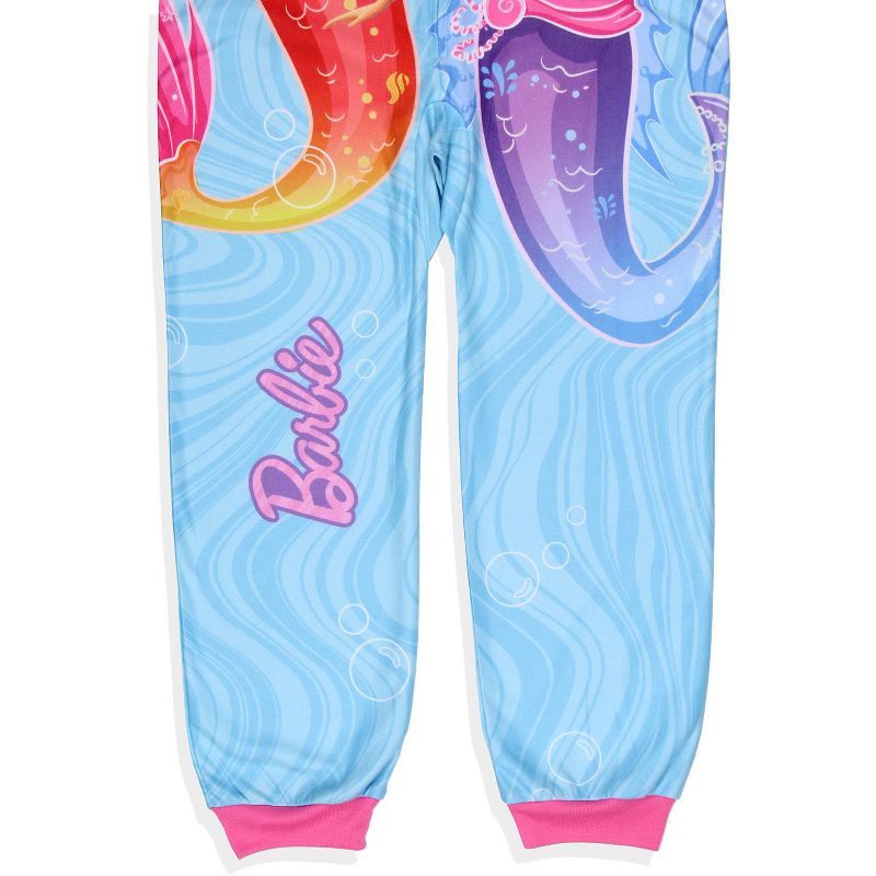 Barbie Girls' Mermaid Brooklyn and Malibu Footless Sleeper Pajama For Kids Blue, 4 of 7