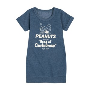 - Peanuts - Good ol' Charlie Brown Graphic Short Sleeve Fleece Dress - 1 of 4