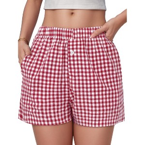 Shorts for Women Summer Casual Lounge Beach Bottoms Pajama Plaid Boxer Shorts - 1 of 4