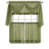 Kate Aurora Complete 4 Piece Linen Leaf Embroidered Complete Kitchen Curtain Set - 2 of 3