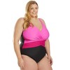 Sporti Sporti Plus Size Marina Criss Cross Tummy Control One Piece Swimsuit Dark Emerald Multi 24W - 3 of 4