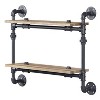 Vynxaria Oak and Sandy Black Rectangle 2-Tier Wall Shelf, Industrial Style - 4 of 4