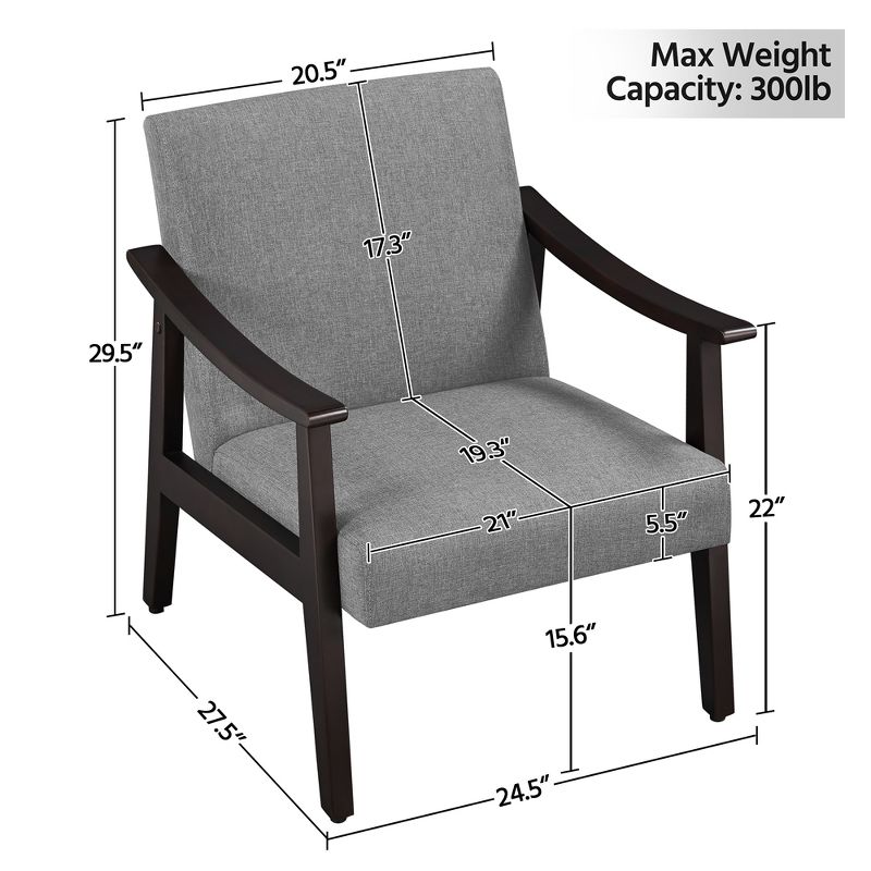 Yaheetech Fabric Accent Armchair with Rubber Wood Legs for Living Room Dark Gray, 3 of 8