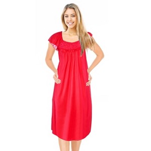 JEFFRICO Womens Short Sleeve Nightgowns Sleepwear Soft Pajama Dress Nightshirts - 1 of 4