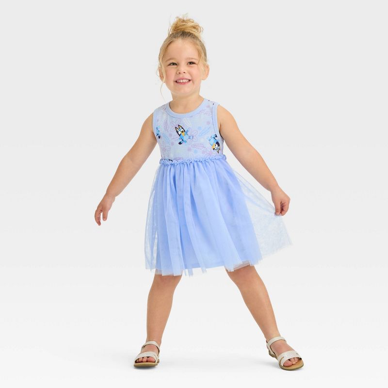 Toddler Girls&#39; Bluey Skater Dress - Periwinkle Blue, 3 of 4