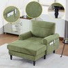 38.2''W Chaise Lounge Chair Indoor, Modern Sleeper Sofa Bed with Side Pockets and Carved Solid Wood Legs, Recliner Sofa Chair Bed - 3 of 4