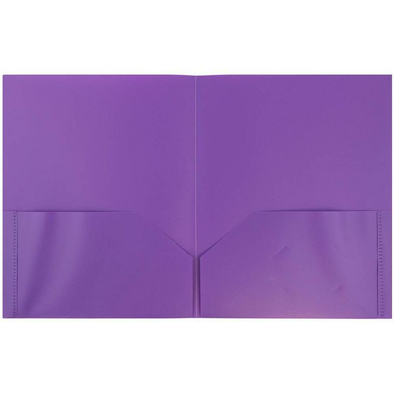 JAM 6pk POP 2 Pocket School Presentation Plastic Folders Purple, 3 of 7