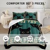 Boersma Cute Cat Bedding Queen Size Cartoon Comforter Set, Green Black Bedding , 1 Quilt 2 Pillowcases - 3 of 4