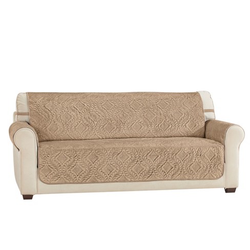 SureFit Microfiber Reversible Sofa Furniture Cover in Taupe/Chocolate