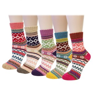 Wrapables Women's Thick Winter Warm Wool Socks (Set of 5), Pastel - 1 of 4