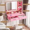 Aheaplus Makeup Vanity Desk with LED Light Mirror, Dressing Table with Charging Station and Drawers - 4 of 4