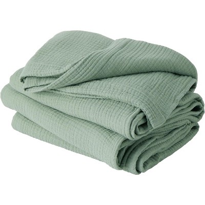 Attop Cotton Muslin Throw Blanket Large 50x70 Inches - 4-Layer Breathable and Lightweight Thin Soft Summer Gauze Muslin Blankets for Adults