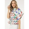 Slickblue Rust Floral Print Top, Short Sleeve, Waist Tie for Flattering Fit, Casual & Dressy, S - 4 of 4