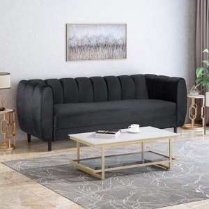 KWPZQEB Velvet 3-Seater Sofa, Modern Tufted Couch 3 Seater with Upholstered & Arms, Modern Couch- 3 Seater Sofa for Living Room, Bedroom, Apartment - 1 of 4