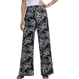 Jessica London Women's Plus Size Stretch Knit Wide Leg Pant - 1 of 4