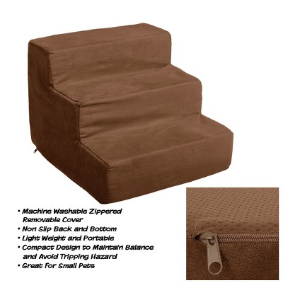 Brown High-Density Foam 3-Step Pet Stairs
