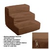 3-Step Pet Stairs - Nonslip Foam Dog and Cat Steps with Removable Zippered Microfiber Cover - 2-Tone Design for Home or Vehicle by PETMAKER (Brown) - 3 of 4