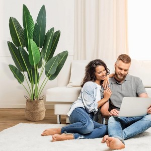 Artificial Tree Artificial Plant with Trunks Fake Tree - Faux Plants Fake Banana Tree Plant with Pot Artificial Trees for Home Decor Indoor Outdoor - 1 of 4