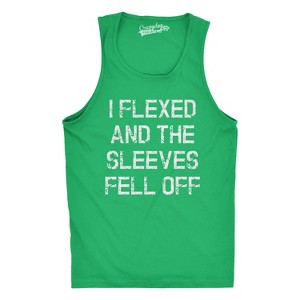 Mens I Flexed and the Sleeves Fell Off Tank Top Funny Sleeveless Gym Workout Shirt - Crazy Dog Men's Tank Top - 1 of 4