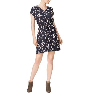 maison Jules Womens Drawstring Floral A-line Dress - 1 of 1