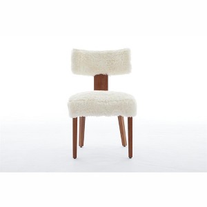 COWLOWN Set of 2 Modern Linen Armless Dining Chairs , Wood Legs, 250LBS Capacity for Dining/Living Room - 1 of 4