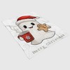 1pc Flannel Blanket, Christmas Cute Ghost with Gingerbread Man Print, Soft Warm Comfortable Throw, Multi-Seasonal for Sofa, Bed, Car, Office. - 3 of 4