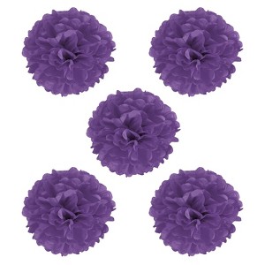 Unique Bargains Decorative Reusable Party Wedding Tissue Pom Poms Flowers 5 Pcs - 1 of 4