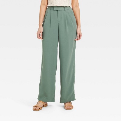 Women's High-rise Linen Pleat Front Straight Pants - A New Day™ Tan 2 Short  : Target