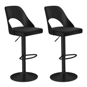 Tangkula Bar Stools Set of 2 w/Enlarged PU Leather Seat Footrest Swivel Bar Chairs - 1 of 4
