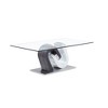 47" Coffee Table with Glass Top, Pedestal Style Base and Two-Tone Design for Living Room or Modern Interiors - 3 of 4