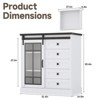 5 Drawers Storage Cabinet with Sliding Glass Door, LED Light, Wood Dresser - 2 of 4