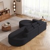 108.5 inch Black L Shaped Chenille Upholstered Sectional Sofa Set with 3 Pillows for Living Room - 4 of 4
