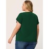 Agnes Orinda Women's Plus Size Elegant Pleated Petal Tulip Short Sleeve Office Work Summer Blouses - 4 of 4
